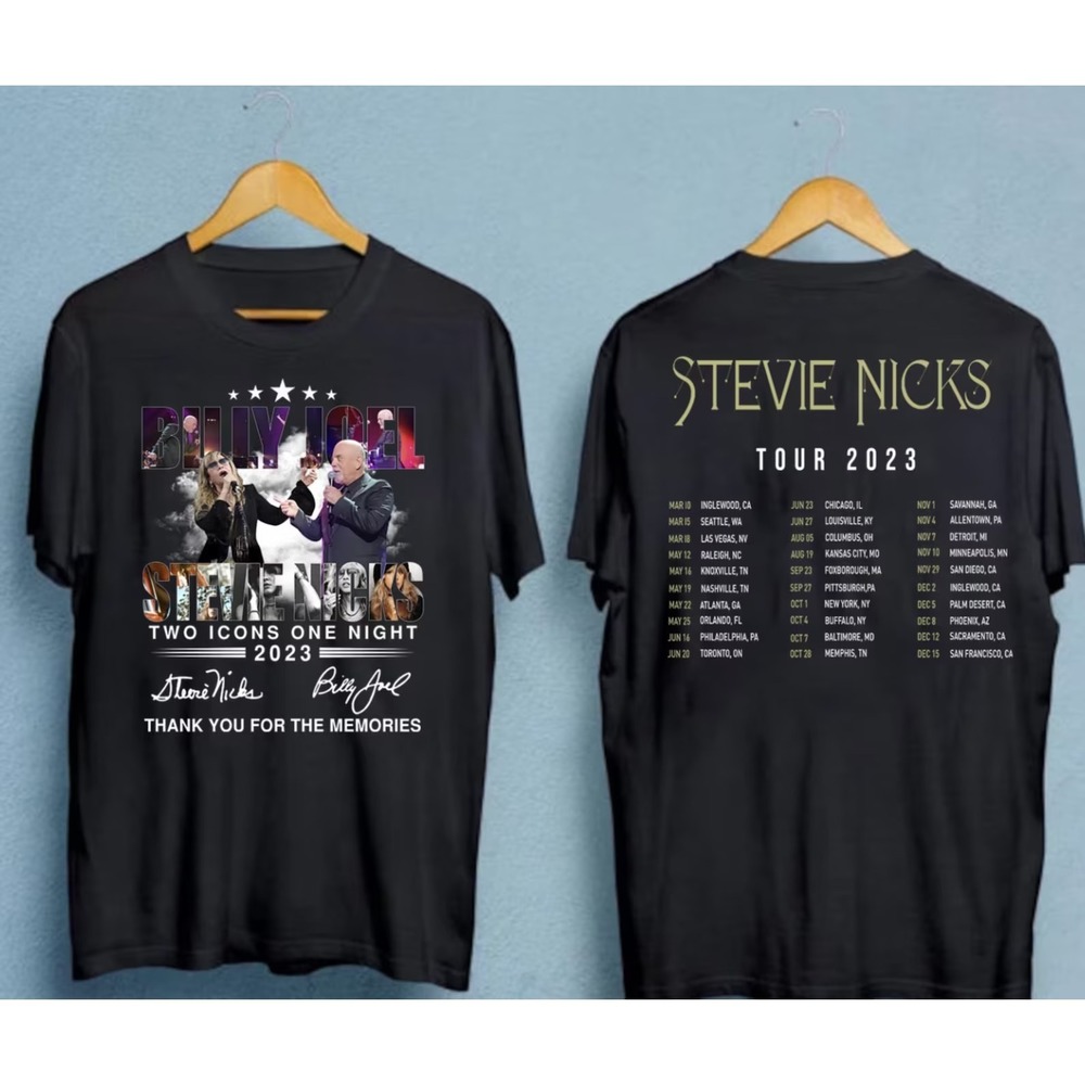 Billy Joel Stevie Nick Two Icons One Night   2 Sided Shirt, Billy Joel T-shirt